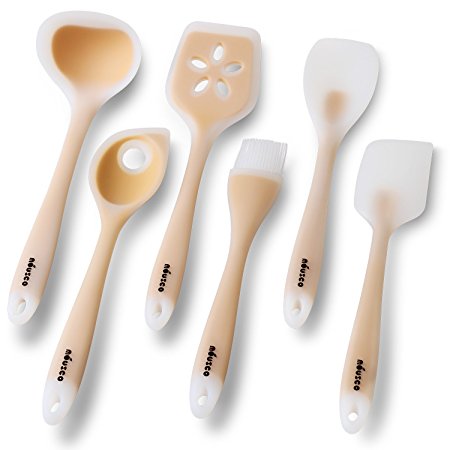 Miusco 6 Piece Silicone Kitchen Utensil Set, Beige