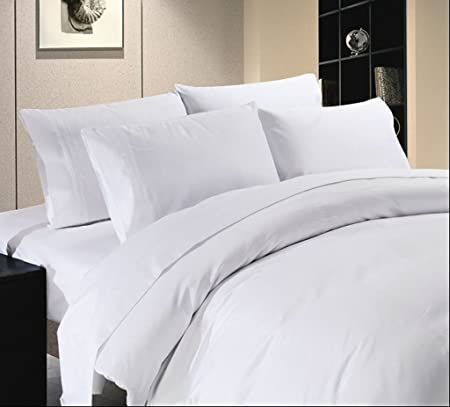 US Comfort Zone 900-Thread-Count 100% Egyptian Cotton Full XL 4 Piece Sheet Set 18" Deep Pocket, Solid White