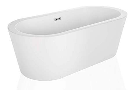 Empava 59" Made in USA Stand Alone Acrylic Soaking SPA Tub Modern Freestanding Bathtubs with Custom Contemporary Design EMPV-59FT1505