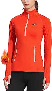 BALEAF Women's Running Jacket Thermal Fleece Pullover Half Zip Tops Thumbholes Winter Long Sleeve Cold Weather