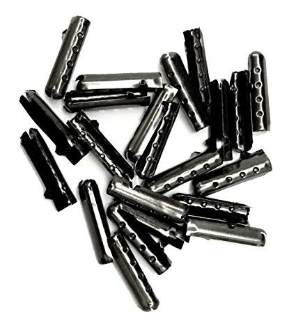 Shoelace Tip Head Bullet Metal Smooth Ends Aglet Repair Shoe Lace Tips Lock Clips Replacement For Paracord Shoes Clothes Lace DIY repairing(50Pcs, Ebony)