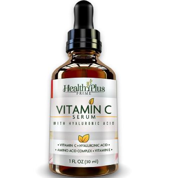 Health Plus Prime- Clinical Strength Vitamin C Serum for Face Skin and Nails Vitamin E and Hyaluronic Acid Fights Aging and Eliminates Wrinkles for More Radiant Skin