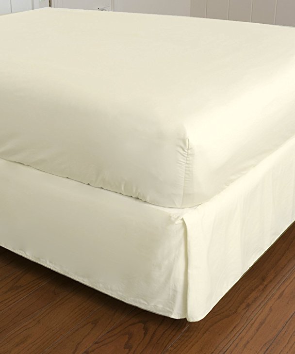 Warm Things Home 300 Thread Count Cotton Sateen Fitted Bottom Sheet Ivory / Queen