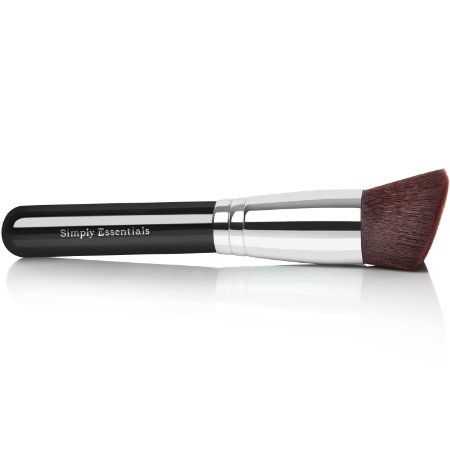 Professional Kabuki Makeup Brush With Big Angled Top for Liquid, Cream Mineral, & Powder Foundation & Face Cosmetics - Best Quality Design - Carrying Case & E-Book Included