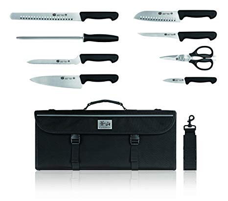 Top Cut by Cangshan | P2 Series 1020120 Sandvik 12C27 Swedish Steel 9-Piece Knife Bag Set