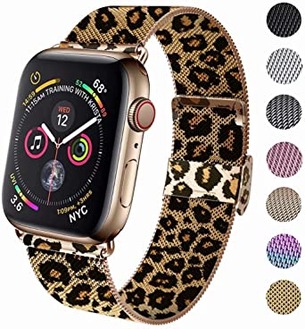 GBPOOT Compatible for Apple Watch Band 38mm 40mm 42mm 44mm, Wristband Loop Replacement Band for Iwatch Series 4,Series 3,Series 2,Series 1,gold Leopard ,38mm/40mm