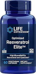 Life Extension Optimized Resveratrol Elite, 60 Vegetarian Capsules, with Bio-Quercetin phytosome | Non GMO, Gluten Free