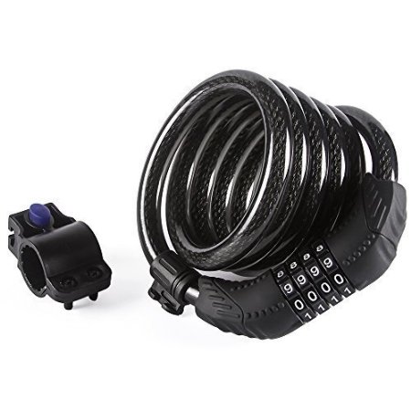 Etronic Security Lock M8 Self Coiling Resettable Combination Cable Lock, 6-Feetx5/8-Inch