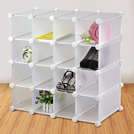 LIVIVO ® INTERLOCKING 16 PAIRS CUBE SHOE ORGANIZER RACK STORAGE DISPLAY STAND HOLDER - MULTI USE, CAN BE USED FOR HANDBAG, BOOK AND HOME ORGANISATION