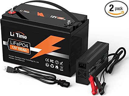 Litime 12V 100Ah LiFePO4 Battery with 14.6V 20A Dedicated Lithium Battery Charger; Built-in 100A BMS, 4000  Cycles, for RV, Solar, Marine, Overland, Off-Grid Application