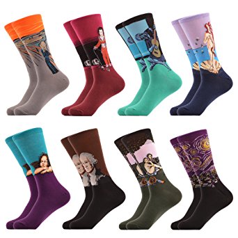 WeciBor Men's Dress Cool Colorful Novelty Funny Casual Combed Cotton Crew Socks Pack