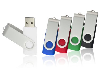 mosDARTTM 5pcs 8GB Bulk USB 20 Flash Drive Swivel Thumb DrivesBlackBlueRedWhiteGreen8GB5pack MIX Color
