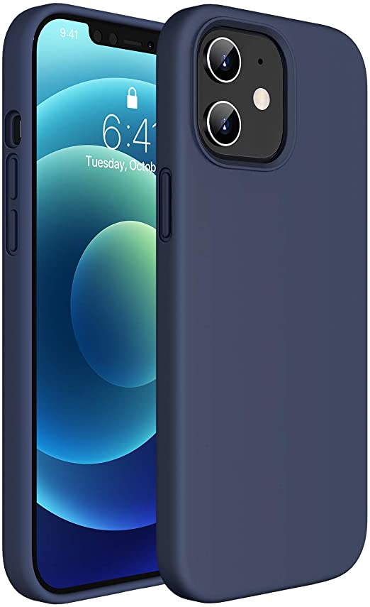 Miracase Liquid Silicone Case for iPhone 12 & iPhone 12 Pro 6.1 inch (2020), Triple Layer Hybrid Protective Hard Case Shockproof Drop Protection Case Cover Compatible with iPhone 12 Pro (Dark Blue)