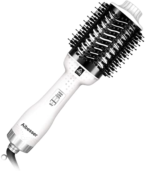 Aibesser Hair Dryer Brush, Hot Air Brush for Hair Styling, 5 in 1 Hot Air Styler and Volumizer, Negative Ionic Curler Straightening Comb, Reduce Frizz and Static Suitable for All Hair Types (D WHBK)