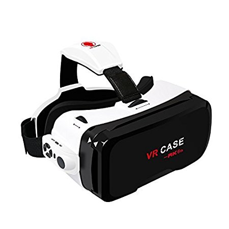 VR CASE 6th, Makone Ultra Clear 3D Virtual Reality Google Glasses Cardboard Headset with Bluetooth Remote Controller
