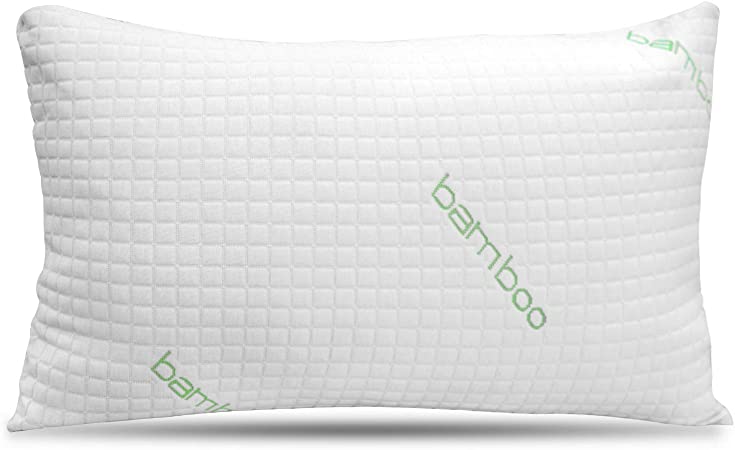 Elif Home Goods Queen Size Pack Bamboo Pillow - Bed Pillows for Sleeping, Adjustable with Shredded Memory Foam – Back, Stomach, Side Sleeper, Washable, Removable Cover with Zipper - Queen (Pack of 1)