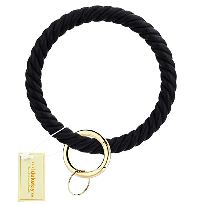 Idakekiy Key Chain, Silicon Wristlet Keychain Bangle Keyring Bracelet Holder for Women Girl