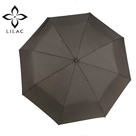 Lilac Classic Checked Travel Umbrella Manual Open&Close Compact Umbrella Foldable Umbrella Unisex