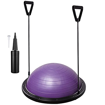 AW 22.8"/58cm Yoga Balance Ball w/ 2 Elastic Strings Fitness Strength Exercise Ball Balance Trainer