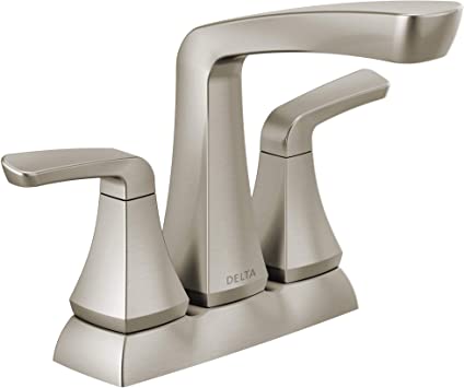 Delta Faucet Vesna 2-Handle Centerset Bathroom Faucet with Drain Assembly and Worry-Free Drain Catch, SpotShield Brushed Nickel 25789LF-SP