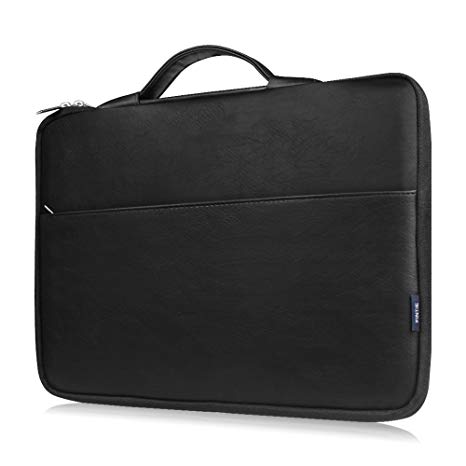 Fintie 13-13.5 Inch Sleeve Case Bag - Premium PU Leather Waterproof Carrying Briefcase Handbag Cover for Ultrabook Laptop 13" Apple MacBook Air/MacBook Pro/Microsoft Surface Book 13.5 Inch, Black