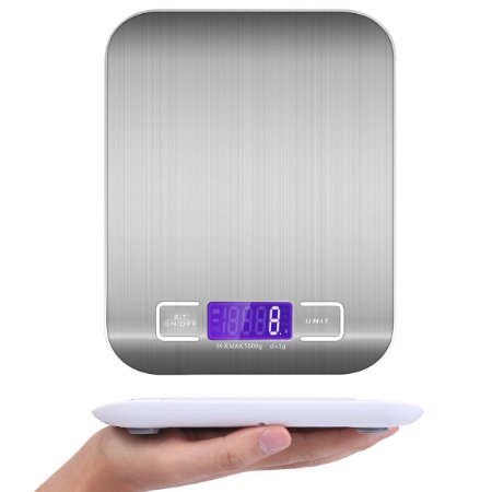 Food Scale, Sokos 5000g Multifunction Pocket Digital Scale 0.01 oz Resolution, High Precision With Backlit Display & Stainless Steel (Silver)