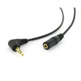 Valley Enterprises 3 35mm Male Right Angle to 35mm Female Gold Stereo Audio Cable Nylon Reinforced Premium Quality Cable