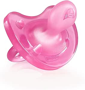 Chicco Physio Soft Chupetes para Bebés de 0 a 6 Meses, 100% Silicona Suave y Delicada que Imita el Pecho Materno, con Orificios de Ventilación y Tetina Physioforma - Rosa