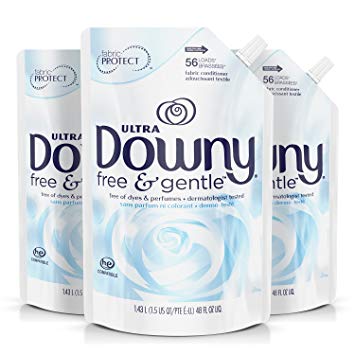 Downy Free & Gentle Liquid Fabric Conditioner, Fabric Softener - 48 Oz. Pouches, 3 Pack