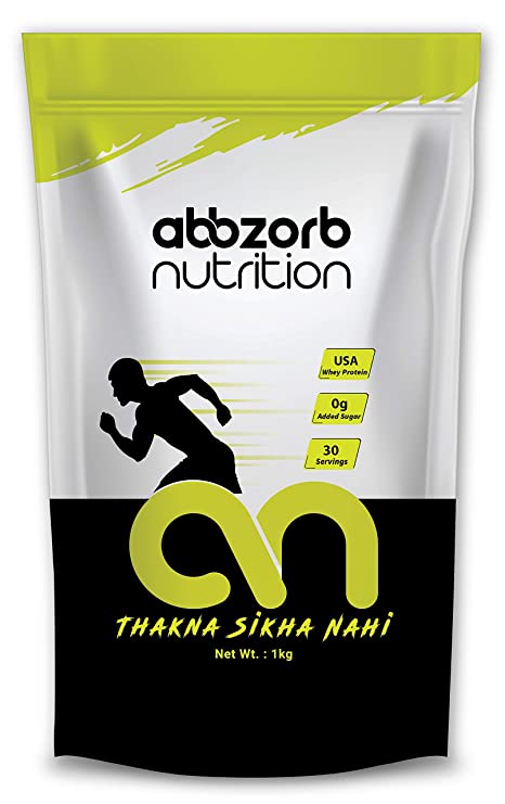 Abbzorb Nutrition Raw plus Whey Protein 80% 26.4g Protein | 5.6g BCAA 30 Servings with Digestive Enzymes (Unflavoured) (1 Kg Refill Pack)