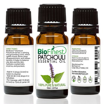 Biofinest Patchouli Essential Oil - 100% Pure Undiluted - Premium Organic - Therapeutic Grade - Aromatherapy - Best for Depression - Promote Restful Sleep - FREE E-Book (10ml)