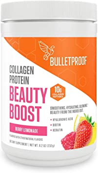 Bulletproof Beauty Boost with Grass-fed Collagen Peptides and Hyaluronic Acid Plus Biotin, Vitamin C, Keratin to Support Beautiful Hair, Skin and Nails, Keto and Paleo Friendly (8.2 OZ)