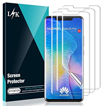 L K 3 Pack Screen Protector for Huawei Mate 20 Pro, HD Clear Flexible Film Not Glass [Premium TPU Film] [Case Friendly] [Bubble-Free] [No Lifted Edges] [Not Wet Application] Screen Protective Film