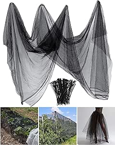 Zonon Insect Netting Garden Mesh Netting Fly Bird Net Barrier Hunting Blind Plant Protecting(Black, 9.84 x 98.43 ft)