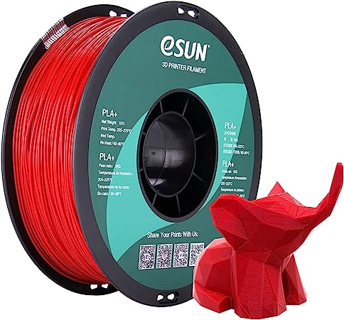 eSUN PLA  Filament 1.75mm, 3D Printer Filament PLA Plus, Dimensional Accuracy  /- 0.03mm, 1KG Spool (2.2 LBS) 3D Printing Filament for 3D Printers, Fire Engine Red