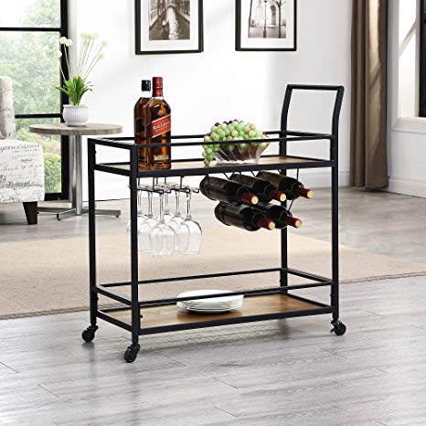 FirsTime & Co. Gardner Industrial Bar Cart, 32"H x 15"W x 12.25"D, Rustic Brown