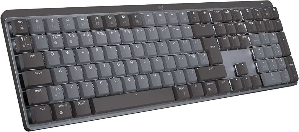 Logitech MX Mechanical Wireless Illuminated Performance Keyboard, Tactile Quiet Switches, QWERTY UK English Layout - Grey