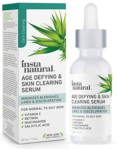 InstaNatural Vitamin C Skin Clearing Serum - Anti Aging Formula with Retinol & Salicylic Acid - Natural & Organic Wrinkle, Acne, Dark Spot, Fine Line & Hyperpigmentation Defying Facial Product - 1 OZ