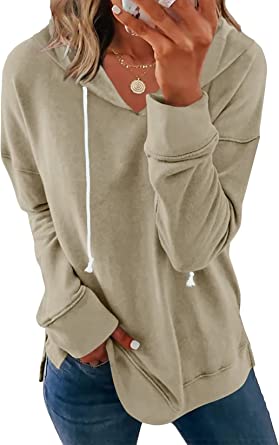 Women Casual Hoodie Long Sleeves Fashion Pullover Sweatshirts Loose Fit Tunic Winter Tops Comy Shirts