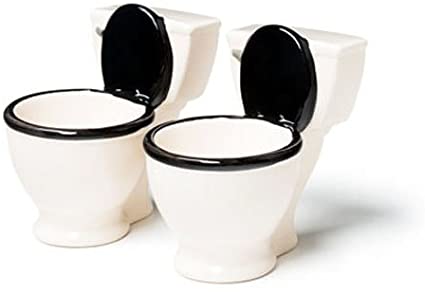 BigMouth Ceramic"Toilet" Shot Glasses, Set of 2, White