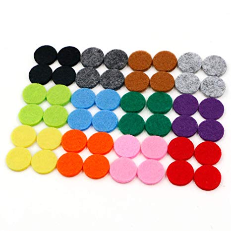 RoyAroma 17mm (2/3 inch) Replacement Felt Pads(48 pieces) for 25mm Essential Oil Diffuser Locket Pendant Necklace with 12 colors
