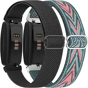 2 Pack Adjustable Elastic Bands for Fitbit Inspire 2 Bands/Inspire HR/Inspire/Ace 3/Ace 2, Soft Stretchy Nylon Loop Strap Replacement Wristband for Women Men