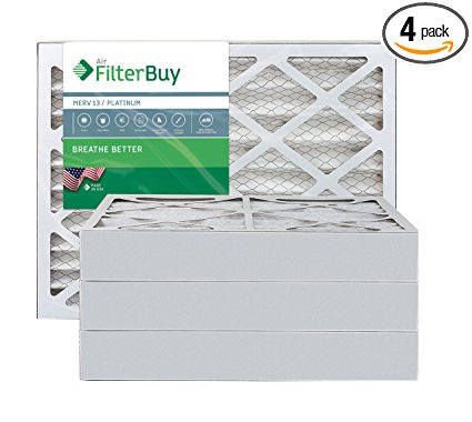 FilterBuy 20x20x4 MERV 13 Pleated AC Furnace Air Filter, (Pack of 4 Filters), 20x20x4 – Platinum