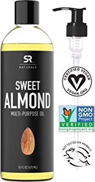 Sweet Almond Oil 16oz. Non- GMO and Hexane Free, 100% Natural Oil for Hair, Skin, Scalp and Massage Carrier Oils. UV Resistant BPA Free Bottle