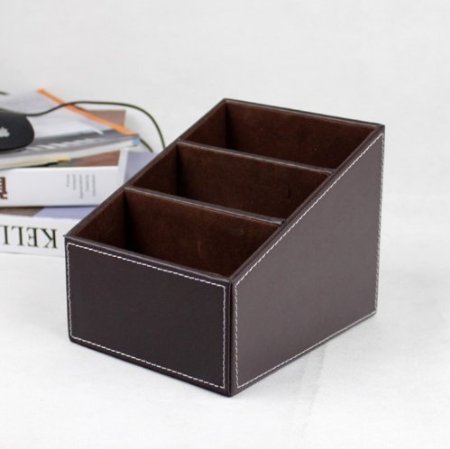 Aokin PU Leather Remote control/controller TV Guide/mail/CD organizer/caddy/holder with (Brown)