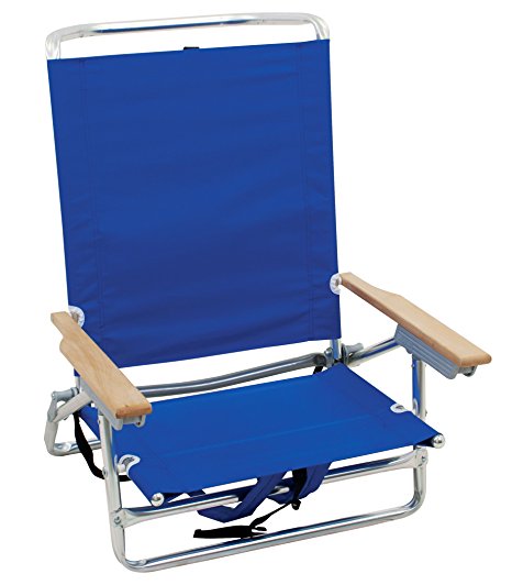 Rio Brands 5 Position Classic Lay Flat Beach Chair with Backpack Straps