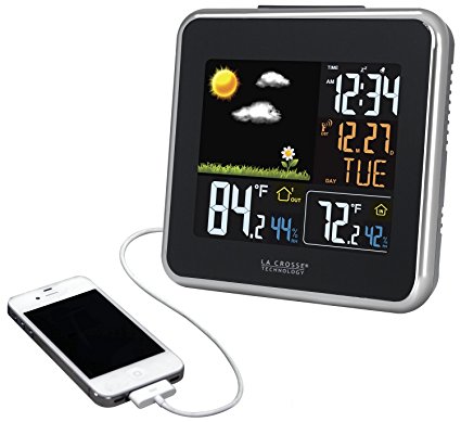 La Crosse Technology 308-146  Atomic Wireless Color Forecast Station with Dew Point, Heat Index,  USB charging port