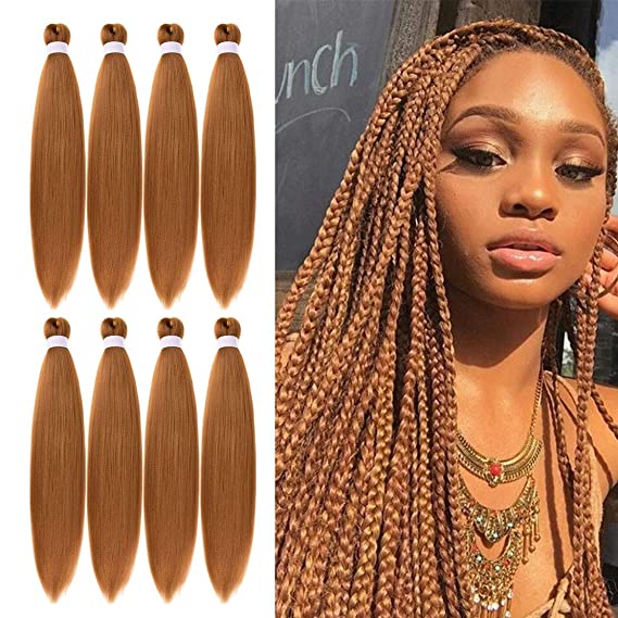 Pre Stretched Braiding Hair 26 Inch 8 Packs Professional Soft Yaki braiding Hair For Braids Hot Water Setting Synthetic Crochet Hair Extensions(27#)