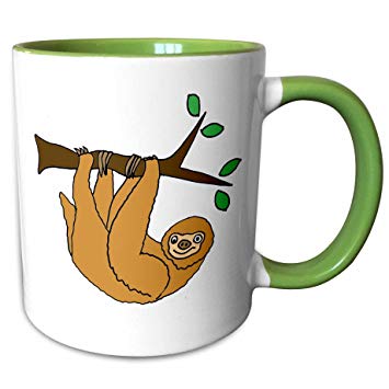 3dRose 244588_7 Funny Artistic Sloth Hanging From Tree Art Mug 11 oz