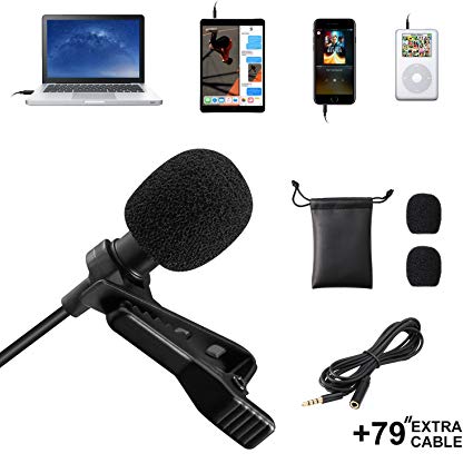 Eocean Professional Grade Lavalier Lapel Microphone ­ Omnidirectional Mic with Easy Clip On System ­Perfect for Recording Youtube/Interview/Video Conference/Podcast/Voice Dictation/iPhone